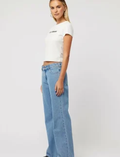 99 LOW BAGGY FLARE GIGI MID BLUE - Utsvängda jeans