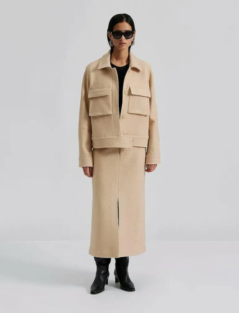 Alina front slit boucle midi skirt - Midi kjolar