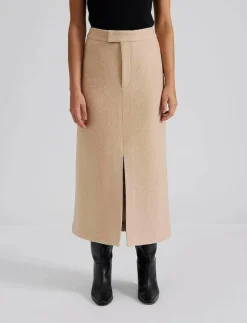 Alina front slit boucle midi skirt - Midi kjolar