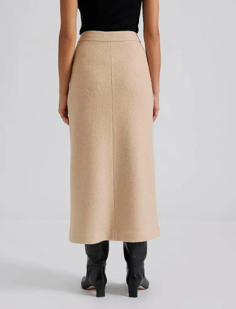 Alina front slit boucle midi skirt - Midi kjolar