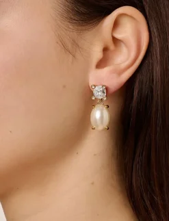 ANTONIA SG CRYSTAL / WHITE PEARL - Hängande örhängen