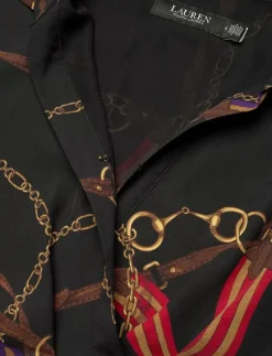 Belting-Print Belted Crepe Dress - Skjortklänningar