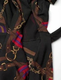 Belting-Print Belted Crepe Dress - Skjortklänningar