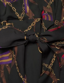 Belting-Print Belted Crepe Dress - Skjortklänningar