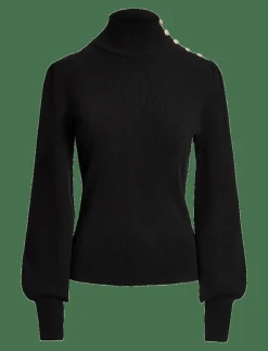 Button-Trim Mockneck Sweater - Polotröjor