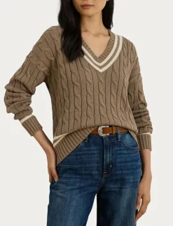 Cable-Knit Cotton Cricket Sweater - Stickat