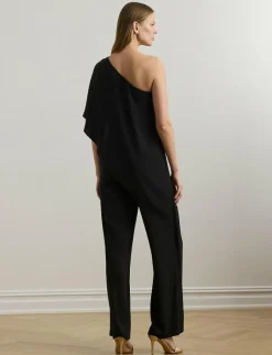 Cape Georgette One-Shoulder Jumpsuit - Jumpsuits