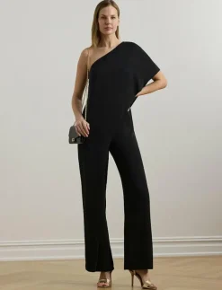Cape Georgette One-Shoulder Jumpsuit - Jumpsuits