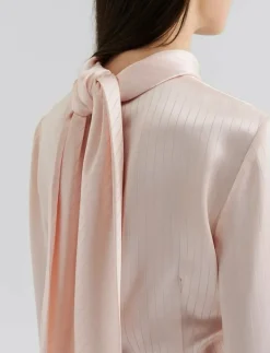 Celene Tie Detailed Satin blouse - Långärmade blusar