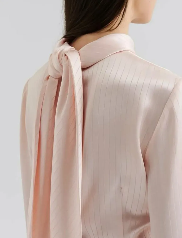 Celene Tie Detailed Satin blouse - Långärmade blusar