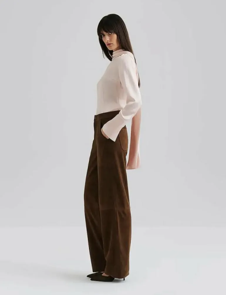 Celene Tie Detailed Satin blouse - Långärmade blusar