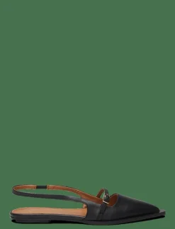 Cortina Black Nappa - Platta slingbacks