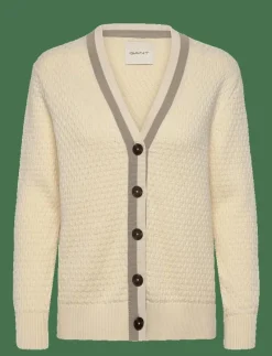 COTTON CONTRAST TEXTURED CARDIGAN - Koftor