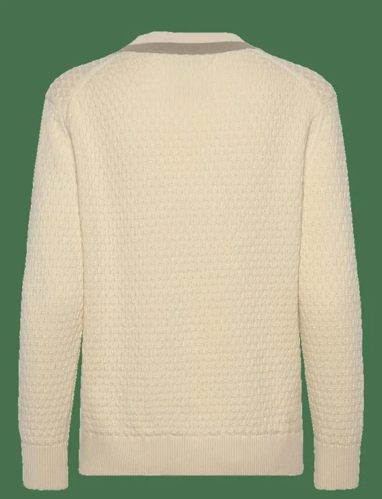 COTTON CONTRAST TEXTURED CARDIGAN - Koftor