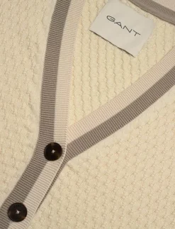 COTTON CONTRAST TEXTURED CARDIGAN - Koftor