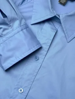 Cotton Poplin Blouson-Sleeve Shirt - Långärmade