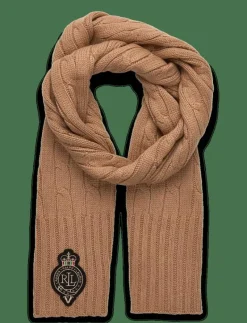 Crest-Patch Cable-Knit Scarf - Halsdukar