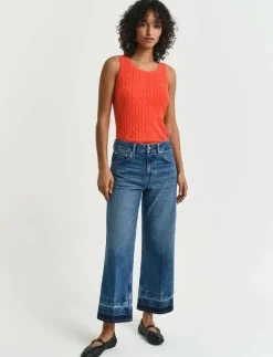 CROPPED FLARE HEM DETAIL JEANS - Utsvängda jeans