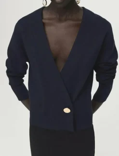 Cross-over cardigan with jewel button - Koftor