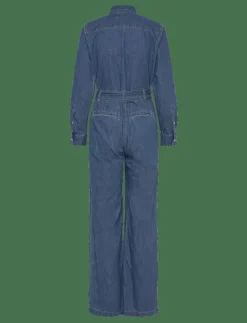 Denim Wide-Leg Jumpsuit - Jumpsuits