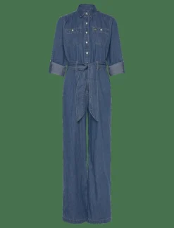 Denim Wide-Leg Jumpsuit - Jumpsuits