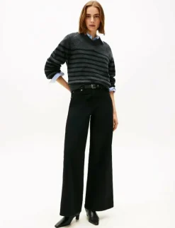 DNM BLACK 70s WIDE LEG HW - Vida byxor