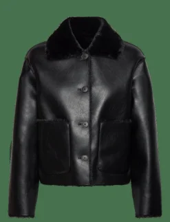 Double-sided leather-effect jacket with pockets - Skinnjackor