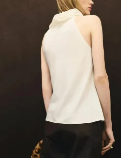 Draped neck blouse - Linnen