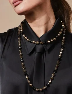 Eclipse Long Necklace Ivory/Gold - Statementhalsband