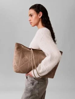 EMBLEM AOP EMBOSSED SUEDE TOTE - Totes