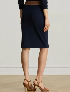 Faux-Leather-Trim Ponte Pencil Skirt - Midi kjolar