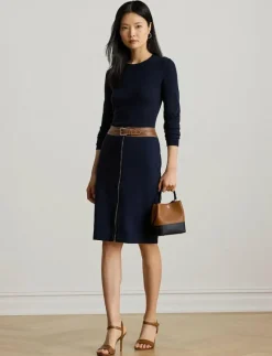 Faux-Leather-Trim Ponte Pencil Skirt - Midi kjolar