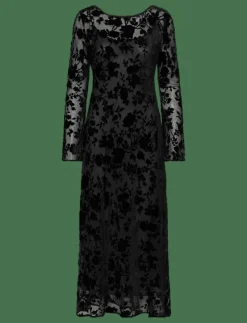 Floral jacquard dress with bell sleeves - Maxiklänningar