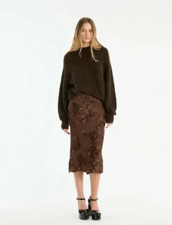 FLOWER MESH PENCIL SKIRT - Midi kjolar