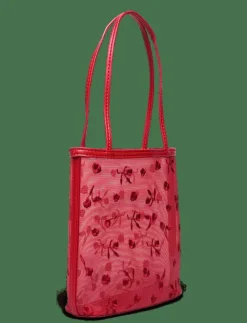 Flower-embroidered mesh bag - Totes