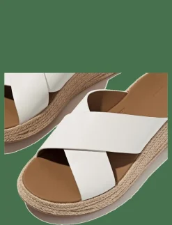 F-MODE ESPADRILLE LEATHER FLATFORM CROSS SLIDES - Kilklackar