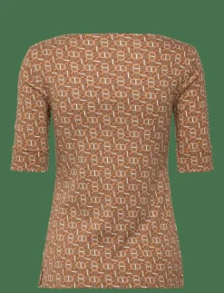 Geo-Print Stretch Cotton Boatneck Tee - T-shirts