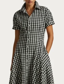 Gingham Paneled Shirtdress - Midiklänningar