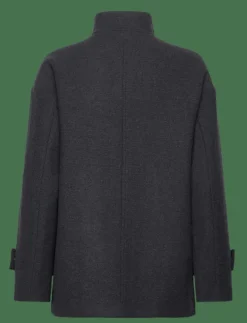 High neck midi wool coat - Ullkappor