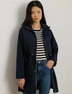 Hooded Diamond-Quilted Mockneck Jacket - Quiltade jackor