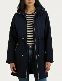 Hooded Diamond-Quilted Mockneck Jacket - Quiltade jackor