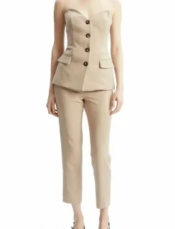 KYLIAN BUTTON FRONT TOP - Linnen