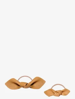 Leather Bow Hair Tie Big and Small 2-pack - Hårsnoddar