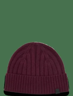 Leather-Trim Rib-Knit Beanie - Mössor