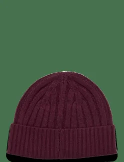 Leather-Trim Rib-Knit Beanie - Mössor