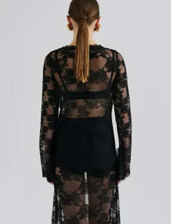 Leni Sheer Lace top - Långärmade blusar