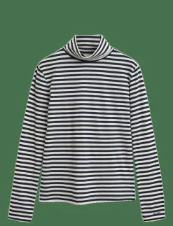 LIGHT COTTON STRIPED LS TURTLENECK - Polotröjor