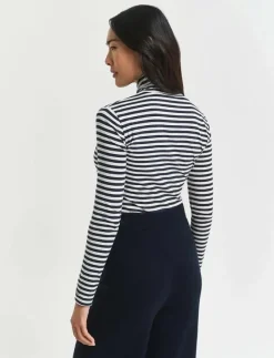 LIGHT COTTON STRIPED LS TURTLENECK - Polotröjor