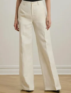 Linen-Blend Twill Wide-Leg Pant - Vida byxor