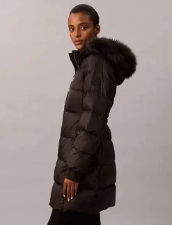 LONG DOWN JACKET WITH FUR - Dunkappor